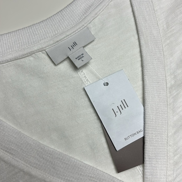 J. Jill White Relaxed Fit Vneck Short Sleeve Top, Sz L, New With Tags! - Picture 6 of 11